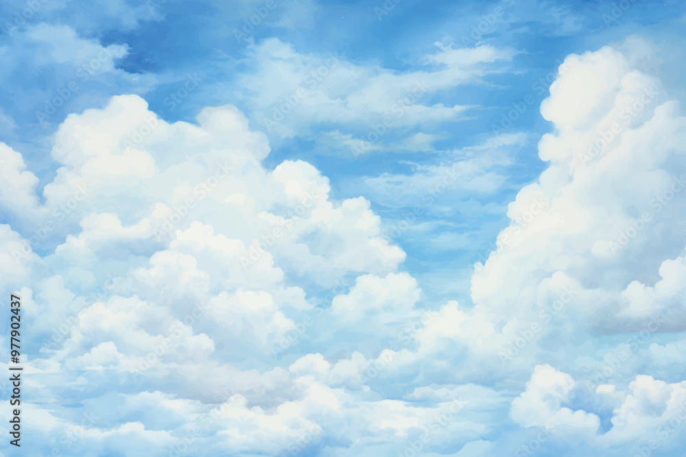 Serene sky with fluffy clouds Serene sky with fluffy clouds