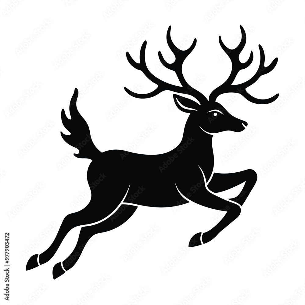 Christmas deer silhouette vector/ Reindeer silhouette vector illustration Christmas deer silhouette vector/ Reindeer silhouette vector illustration