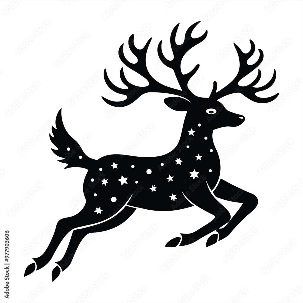 Christmas deer silhouette vector/ Reindeer silhouette vector illustration Christmas deer silhouette vector/ Reindeer silhouette vector illustration