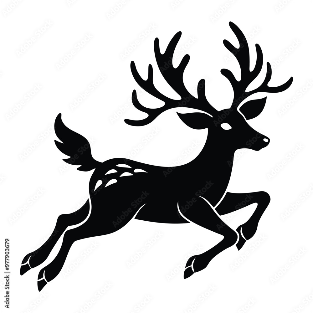 Fototapeta premium Christmas deer silhouette vector/ Reindeer silhouette vector illustration