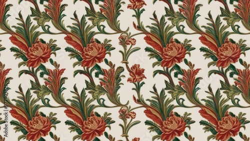 Beautiful pattern, decoupage, art deco style, plant ornaments in retro style, wallpaper