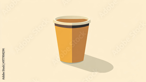 A simple, flat illustration of a paper coffee cup, perfect for morning coffee designs. photo