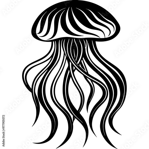 Jellyfish with flowing tentacles and a delicate, translucent form vector