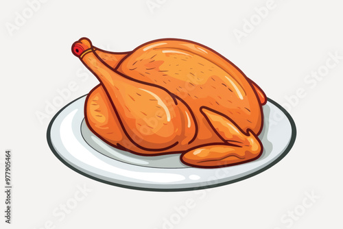 Delicious roasted chicken illustration