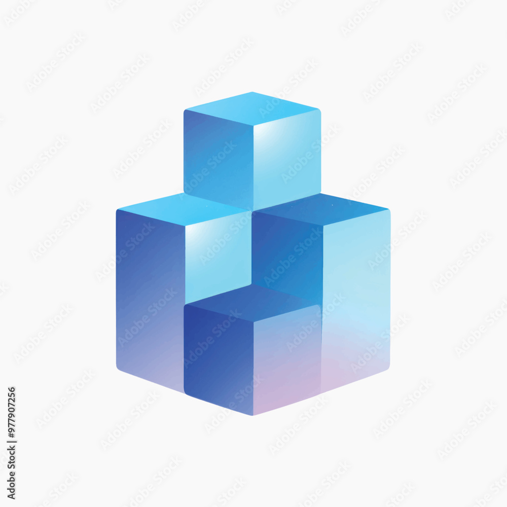Fototapeta premium Abstract blue 3D geometric shapes