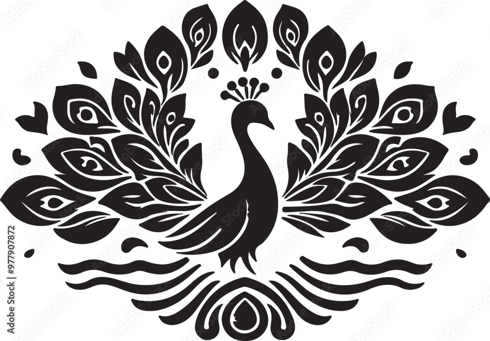 Obraz premium A Simple Peacock Luxury Vector Silhouette vector style with white background.