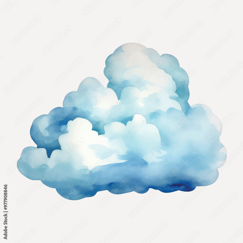Watercolor blue cloud illustration Watercolor blue cloud illustration