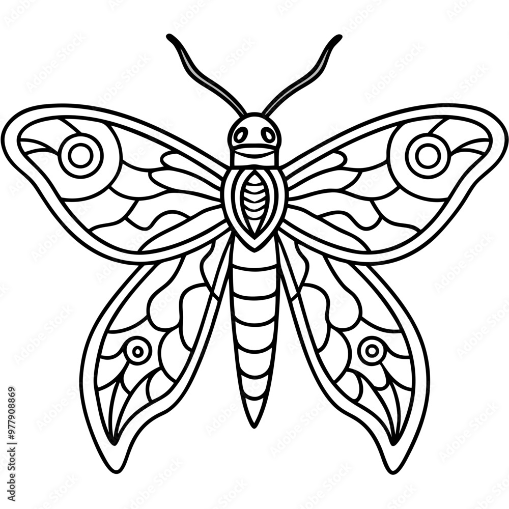 Obraz premium Moth with detailed wings and intricate patterns on its body vector