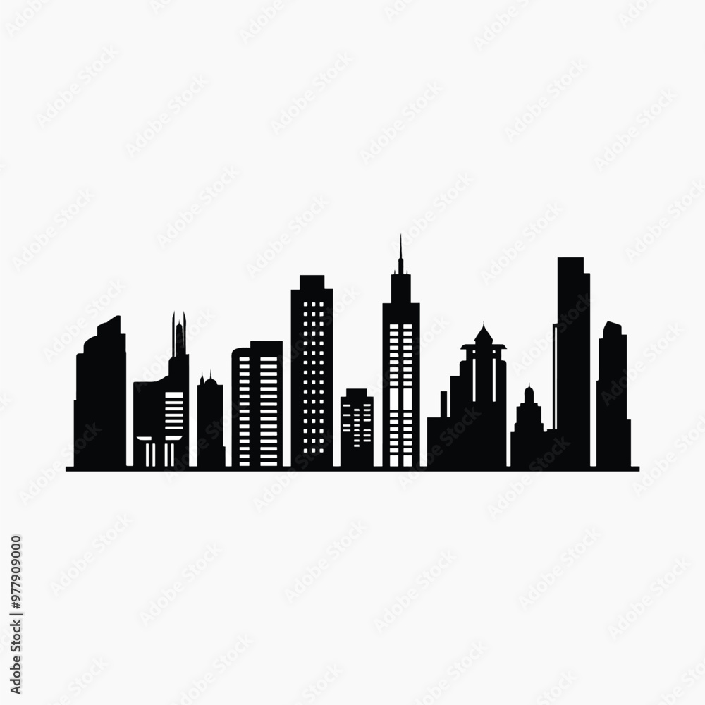 Naklejka premium Modern urban skyline silhouette design