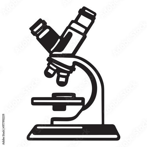 Microscope icon vector design, simple microscope flat icon on isolated white background