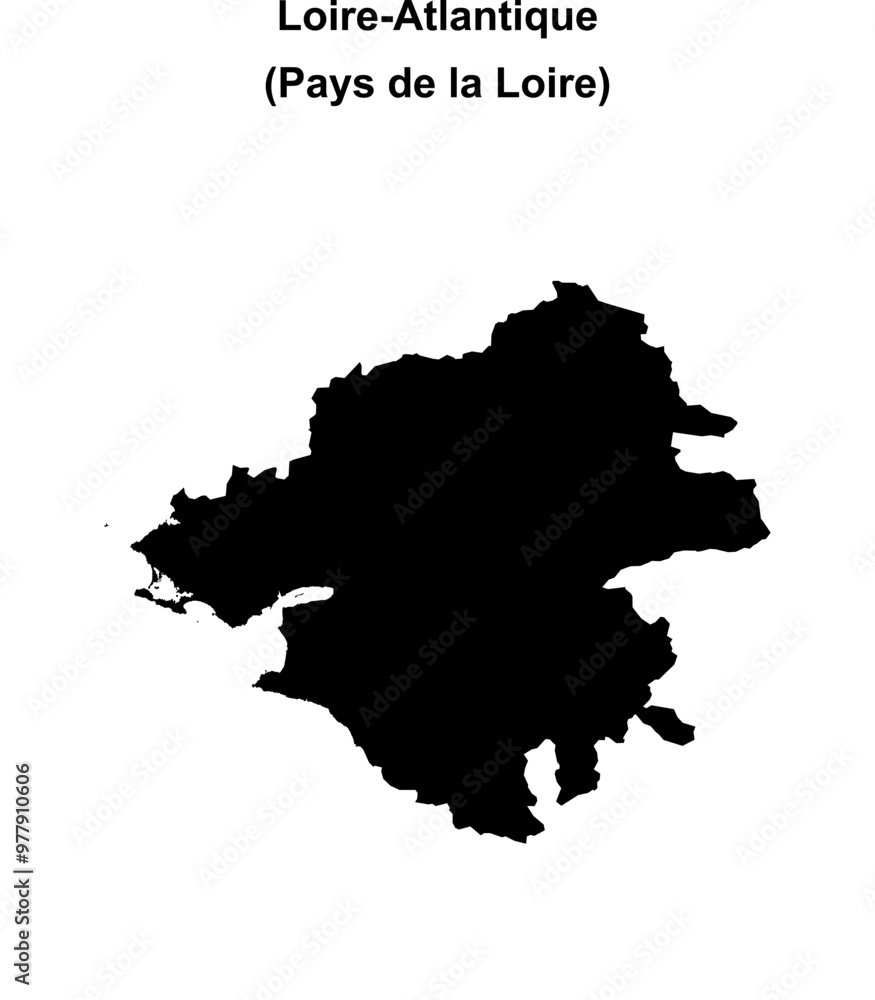 Obraz premium Loire-Atlantique department blank outline map