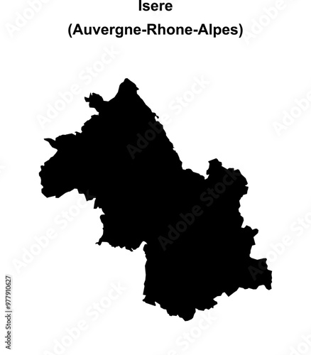 Isere department blank outline map