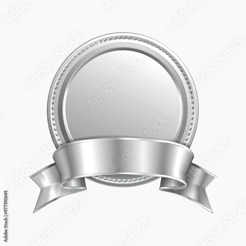 Elegant silver badge with ribbon