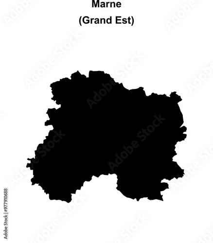 Marne department blank outline map
