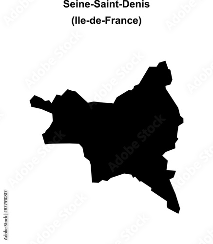 Seine-Saint-Denis department blank outline map