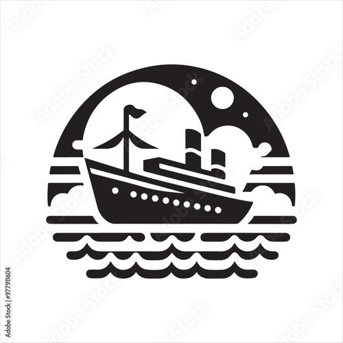 Longship Silhouette Vector Illustration – Nautical Theme Graphic Design photo