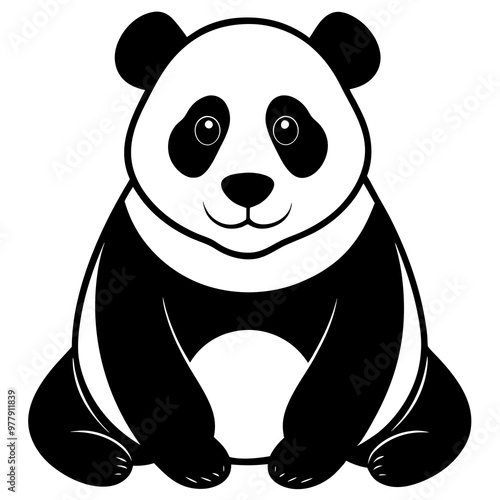 Panda sitting with a serene expression and distinctive black patches vector