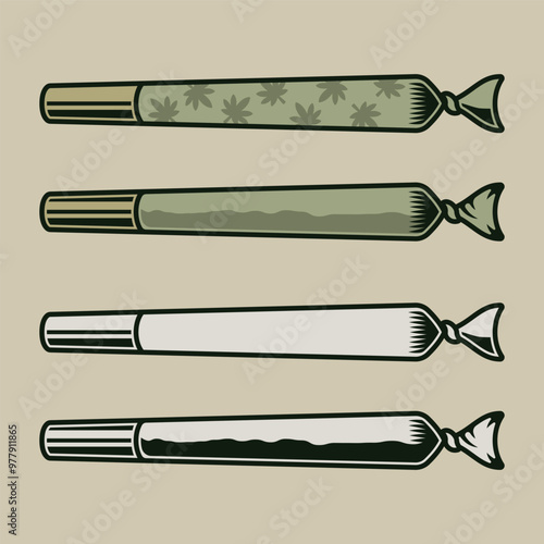 Marijuana cigarettes joints vector illustration in colored comic style on light background