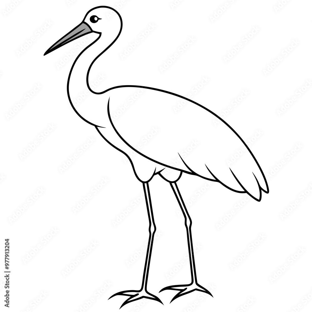 Naklejka premium Stork standing on one leg, with long, slender legs and a beak vector