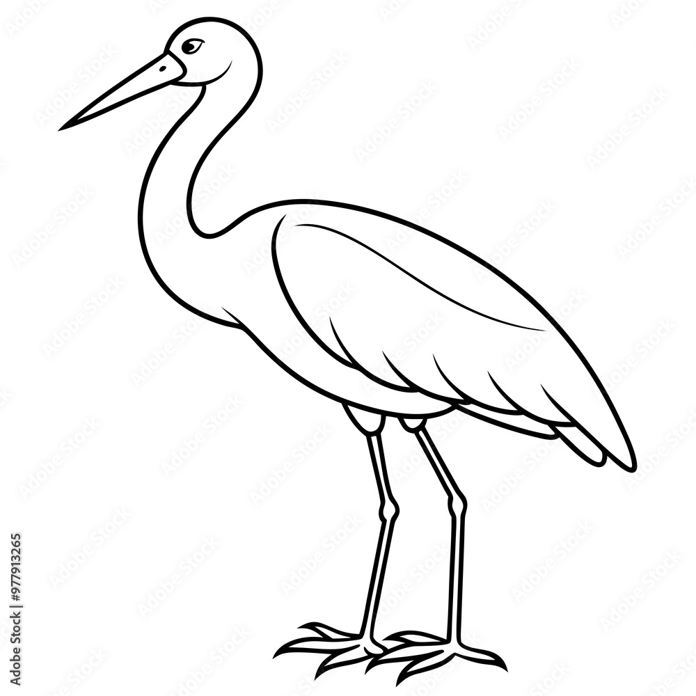 Fototapeta premium Stork standing on one leg, with long, slender legs and a beak vector