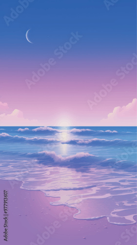 Serene twilight ocean view