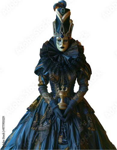 Mythical gothic girl in carnival costumes on Transparent Background