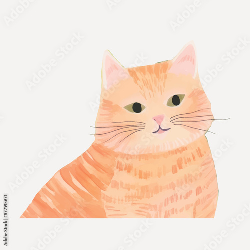Cute orange tabby cat illustration