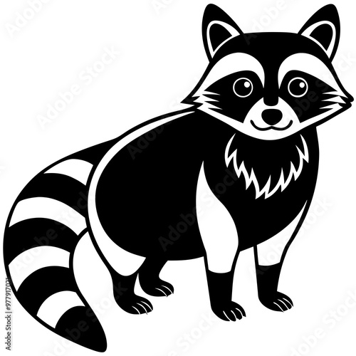 Raccoon with its distinctive mask and curious stance vector