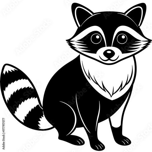 Raccoon with its distinctive mask and curious stance vector