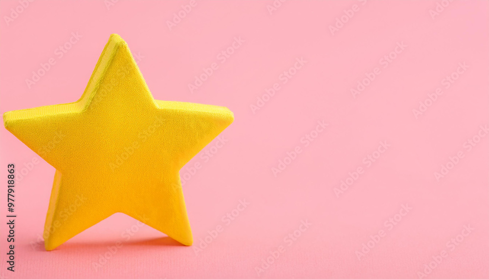 Yellow star isolated on pink backdrop. Banner with copy space. Yellow star isolated on pink backdrop. Banner with copy space.