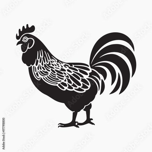 Elegant rooster silhouette vector design