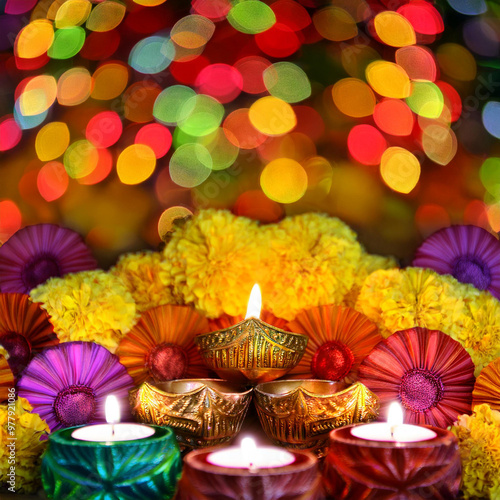 Diwali, lit candles symbolize the victory of good over evil