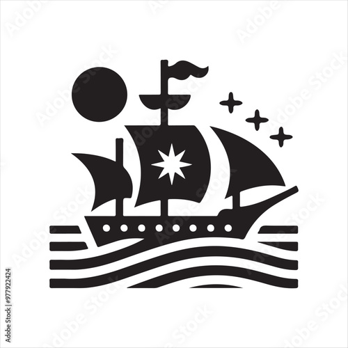 Longship Silhouette Vector Illustration – Nautical Theme Graphic Design photo