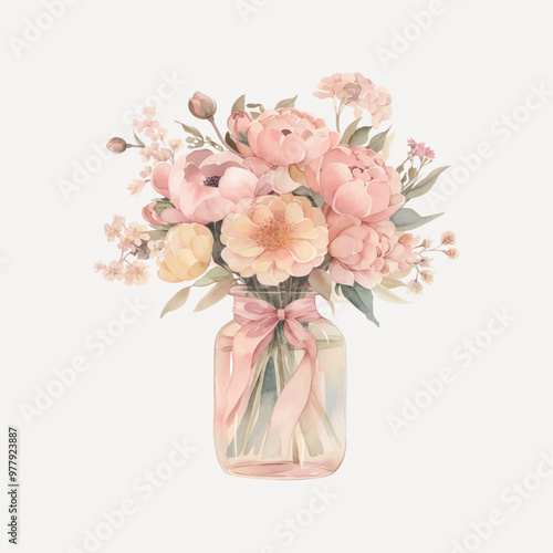 Elegant floral bouquet in jar