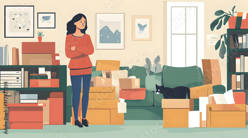 Woman decluttering her large home to prepare for downsizing to a smaller residence.