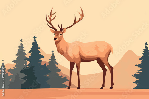 Majestic deer in serene forest