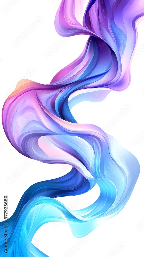 Fototapeta premium Abstract liquid waves, with blue and purple colors, against a white background