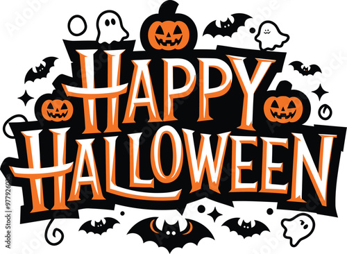 Happy Halloween vector design with Halloween themed and Halloween elements 