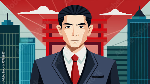 日本の中世ビジネスマン スーツ着用のベクトルイラスト
