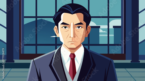 日本の中世ビジネスマン スーツ着用のベクトルイラスト
