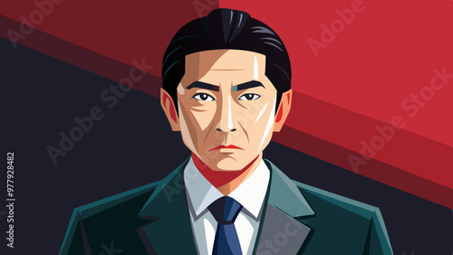 日本の中世ビジネスマン スーツ着用のベクトルイラスト
