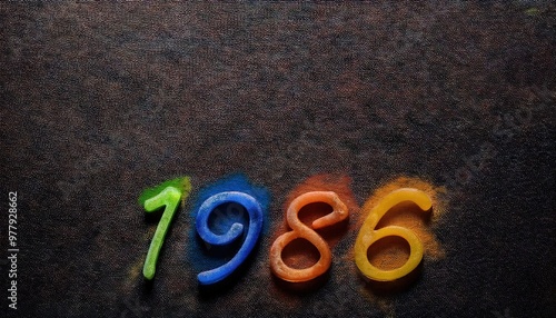 1986 Colorful Number Representation on Dark Background