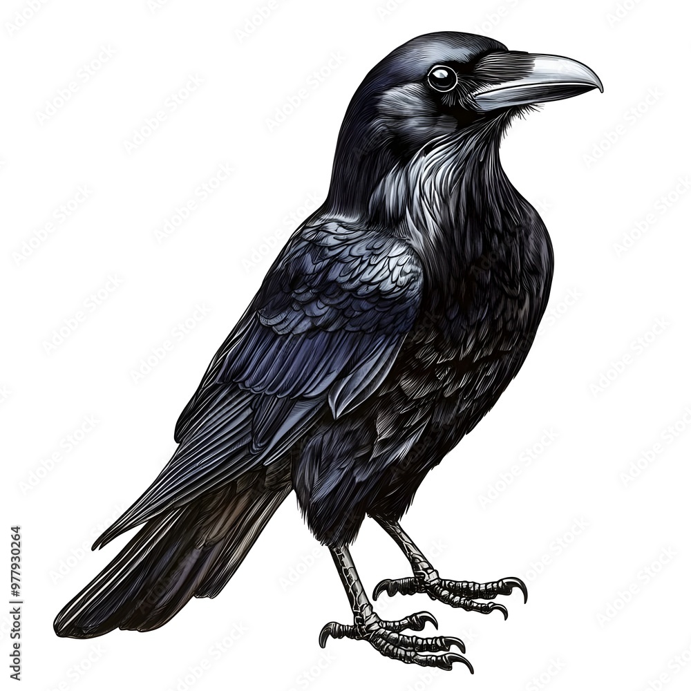 Fototapeta premium Hand drawn raven sketch design