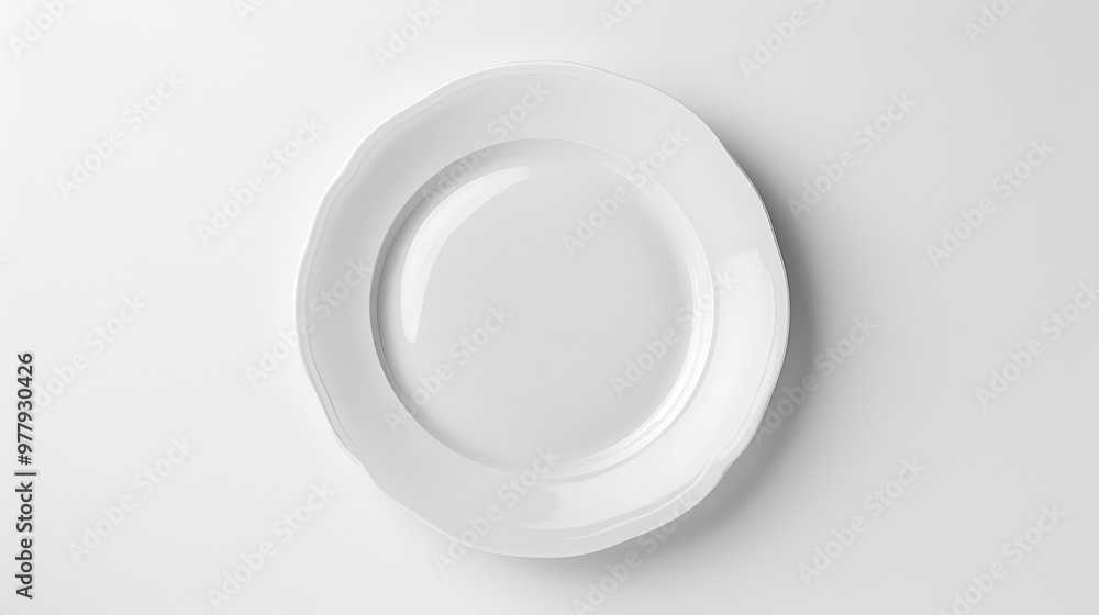 Round white porcelain dish that is empty and isolated on a white background for copy space Round white porcelain dish that is empty and isolated on a white background for copy space