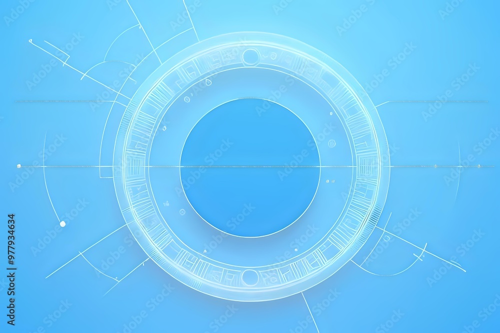 Bright Blue Tech Background with Linear Circle Pattern - Innovation Concept Bright Blue Tech Background with Linear Circle Pattern - Innovation Concept