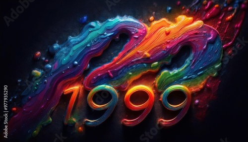 Colorful 1999 Artistic Design in Vibrant Paint photo