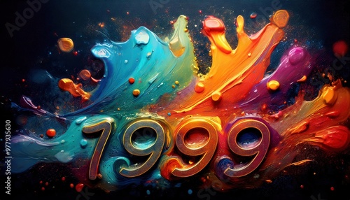 Colorful Paint Splashes and the Year 1999 photo