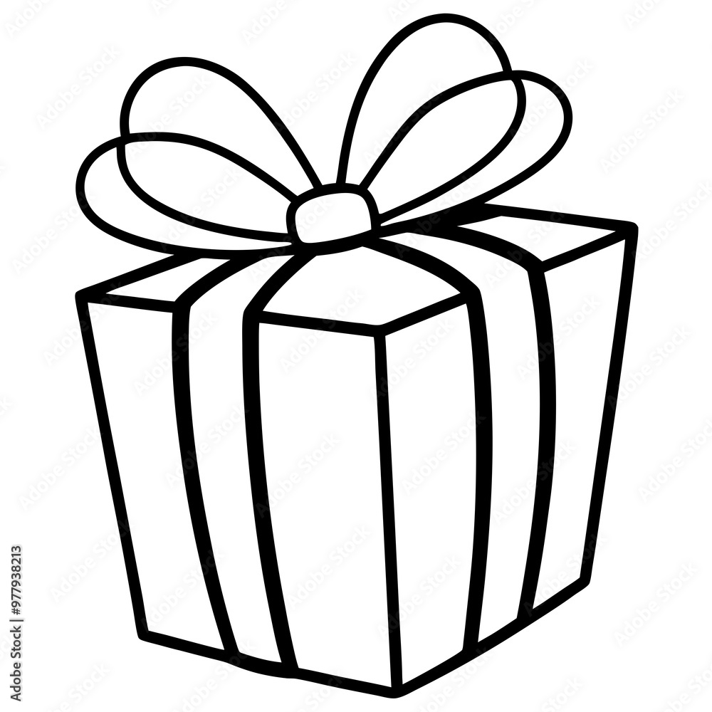 Elegant Wrapped Gift with Large Bow - Vector Art Elegant Wrapped Gift with Large Bow - Vector Art