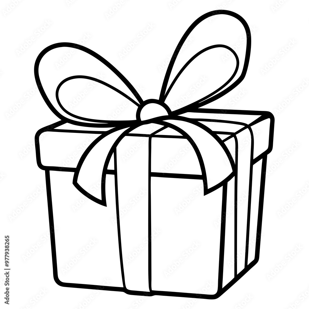 Elegant Wrapped Gift with Large Bow - Vector Art Elegant Wrapped Gift with Large Bow - Vector Art