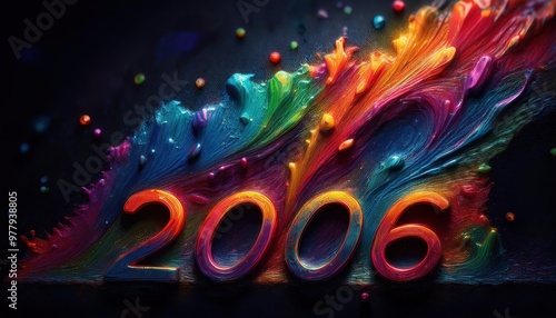 Vibrant Abstract Design Featuring the Year 2006